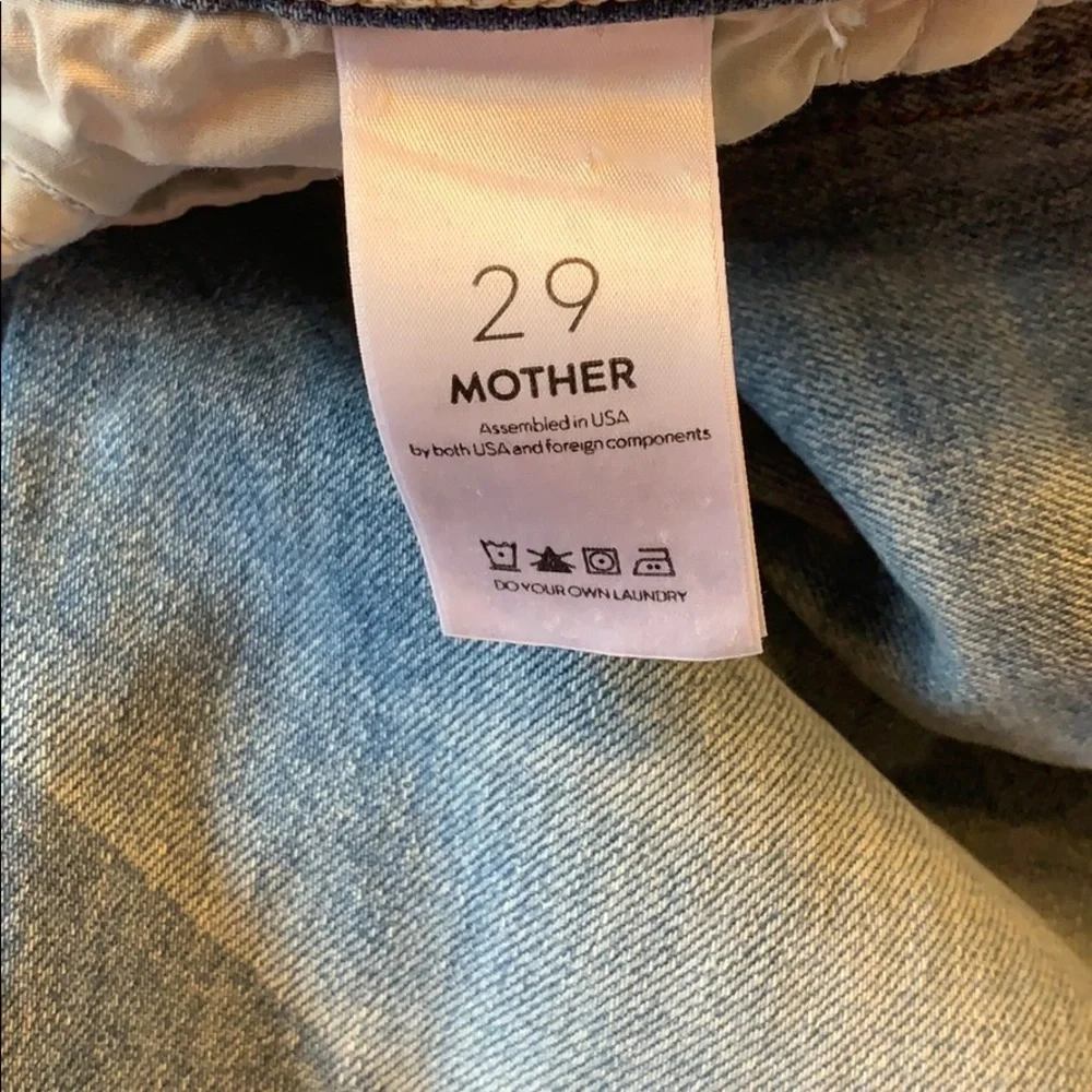 MOTHER Light Blue Distressed Straight Leg Jeans